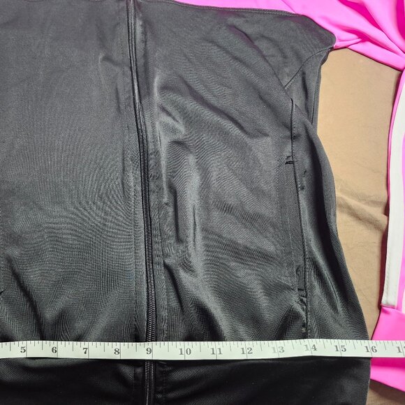 Adidas Track Jacket Black Hot Pink Full Zip Long Sleeve W/ Pockets Women' Size M - Picture 9 of 9